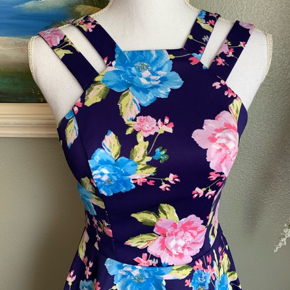 B Darlin Floral Double Strap Fit & Flare Dress Size 7/8 - Picture 13 of 17